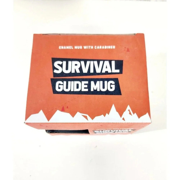 Survival Guide Enamel Mug Cup with Carabiner Dark Blue by Gift Republic - Picture 2 of 9